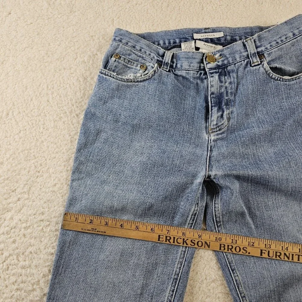 Jones Sport‎ Jeans Women's Size 6 Blue Denim Light Wash Wide Flare Leg Mom Stone